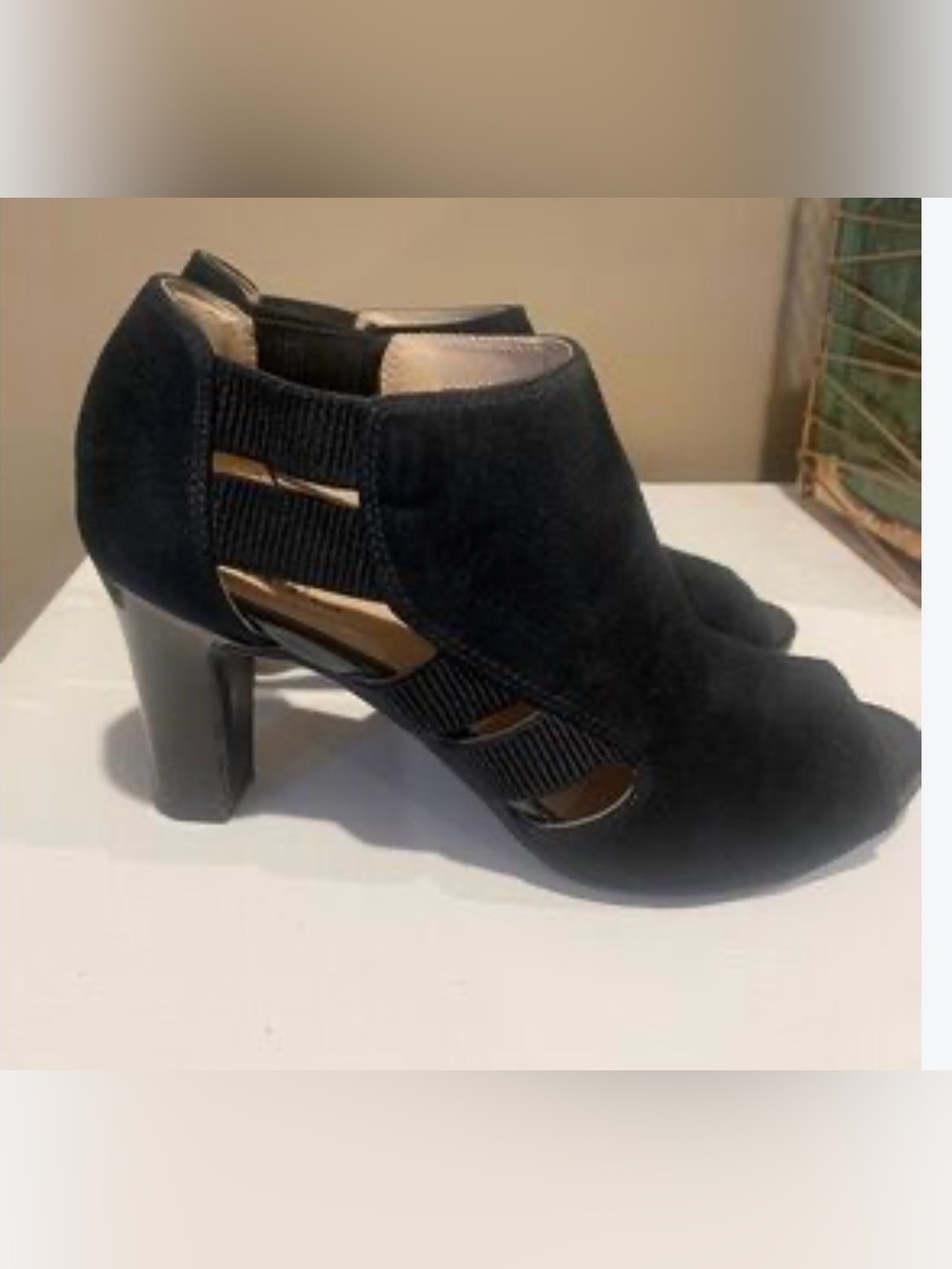 NIB LifeStride Cadenza Black Suede Patent Dress Heels 9.5W $50